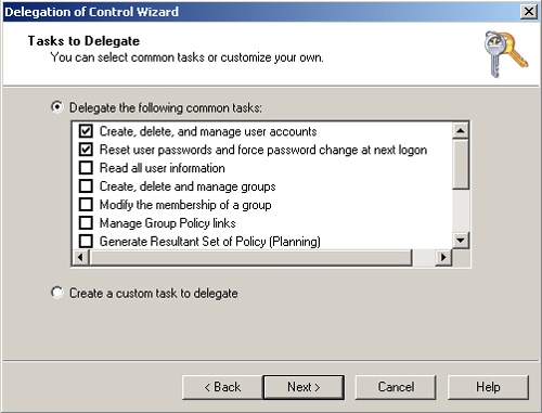 Delegating control of an OU