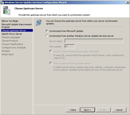 Configuring synchronization options