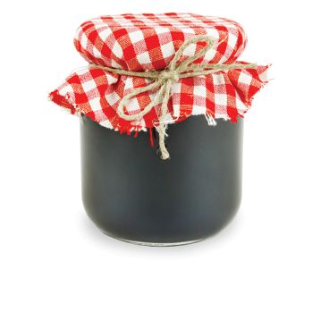 Jar with a cute country cloth top cover.