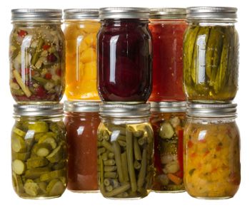 Mixed vegetables in jars.