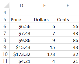 In this figure, you see how Flash Fill can be used to               extract dollars and cents amounts from a price list.