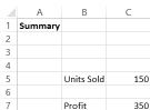 This figure shows the results when 3D formulas are used to             total units sold and profit from all regions.