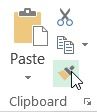 This figure shows the Format Painter icon in the Clipboard             Group on the Home tab.