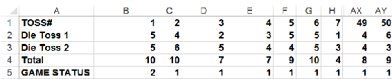 This figure shows how to simulate the game of             craps.