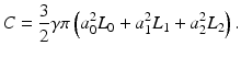 
$$ C=\frac{3}{2}\gamma \pi \left({a}_0^2{L}_0+{a}_1^2{L}_1+{a}_2^2{L}_2\right). $$
