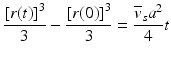 
$$ \frac{{\left[r(t)\right]}^3}{3}-\frac{{\left[r(0)\right]}^3}{3}=\frac{{\overline{v}}_s{a}^2}{4}t $$
