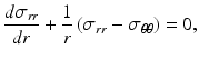 $$ \frac{d{\sigma}_{rr}}{dr}+\frac{1}{r}\left({\sigma}_{rr}-{\sigma}_{\theta \theta}\right)=0, $$