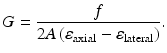 $$ G=\frac{f}{2A\left({\varepsilon}_{\mathrm{axial}}-{\varepsilon}_{\mathrm{lateral}}\right)}. $$