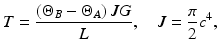 $$ T=\frac{\left({\Theta}_B-{\Theta}_A\right)JG}{L},\kern1em J=\frac{\pi }{2}{c}^4, $$