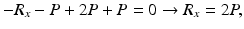 $$ -{R}_x-P+2P+P=0\to {R}_x=2P, $$