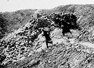 MEN OF SCOTLAND RUSHING A MINE CRATER AT THE DEADLY "HOHENZOLLERN REDOUBT"