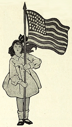 girl holding flag taller than she is