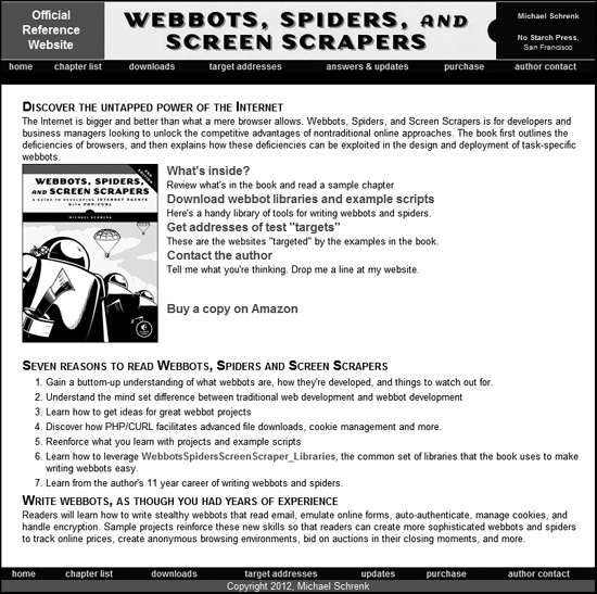 The official website of Webbots, Spiders, and Screen Scrapers