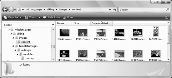 Re-creating a file structure for stored images