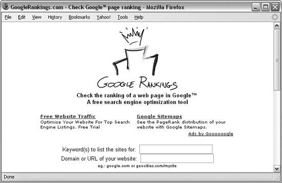 A search-ranking service, GoogleRankings.com