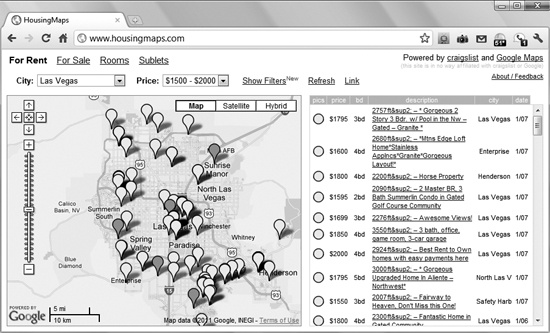 craigslist real estate ads aggregated with Google Maps