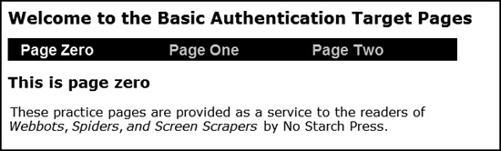 Basic authentication test pages