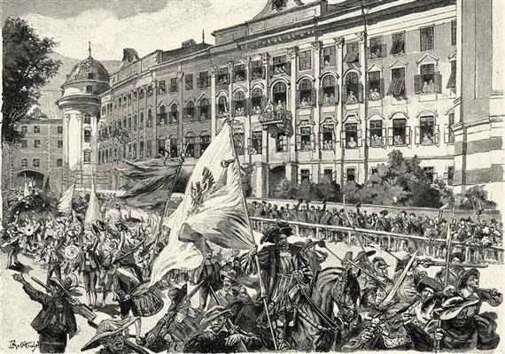 Az 1863-diki díszmenet Innsbruckban. Ottenfeld Rudolftól