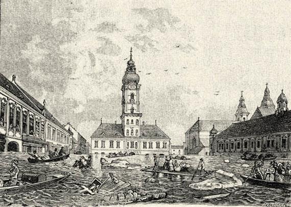 A pesti Városház-tér az 1838-ki árvízkor. Kimnach Lászlótól