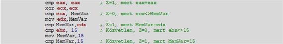 „cmp” utasítás