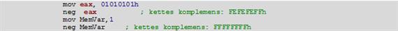 „neg operandus” utasítás