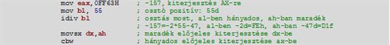 „idiv operandus” utasítás