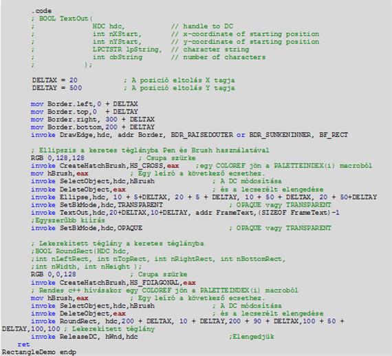 Téglalap és a keretezés technikái (RectangleDemo.inc)