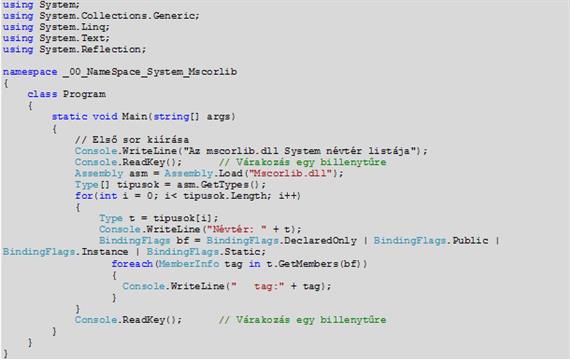 A System névtér példa