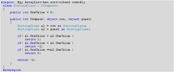 Az ICompare interface implementálása