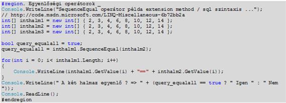 SequenceEqual operátor (EqualAll)