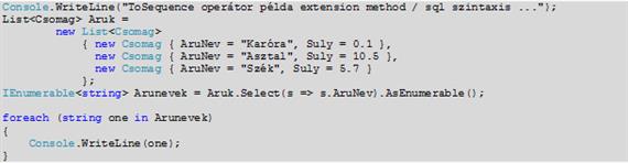 ToSequence/AsEnumerable operátor