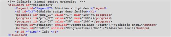 Időzítés (timer) szkript gyakorlat