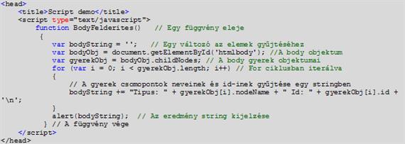 BodyFelderites (DOM szerkezete) szkript gyakorlat