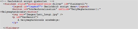 GeoLokáció szkript gyakorlat