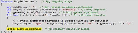 Nyomkövetés (DOM szerkezete) szkript gyakorlat