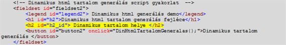 Dinamikus html-tartalom generálás szkript gyakorlat