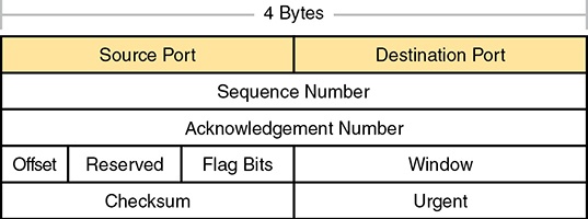 An illustration depicts the header fields of Transmission Control Protocol (TCP).