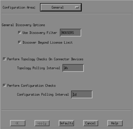 OpenView's General network polling configuration options