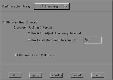 OpenView's IP Discovery network polling configuration options