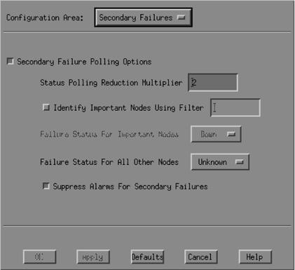 OpenView's Secondary Failures network polling configuration options