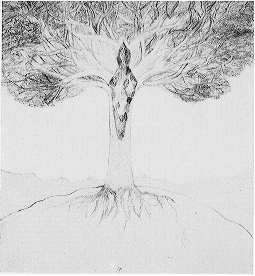 Fig. 20 The tree has a cosmic character, with a multicoloured doll hidden in its trunk