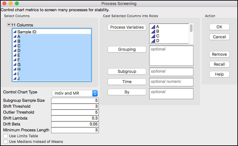 Figure 6.10 Launch Window for Process Screening