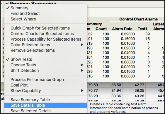 Figure 6.37 Saving Control Limits