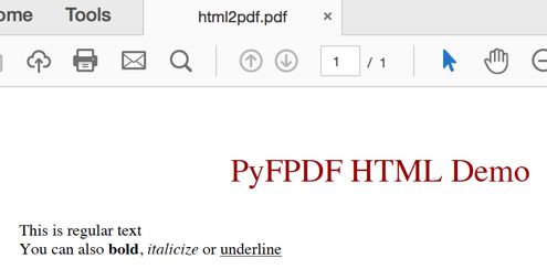 Fig. 19-9: PyFPDF - Creating a PDF with HTML