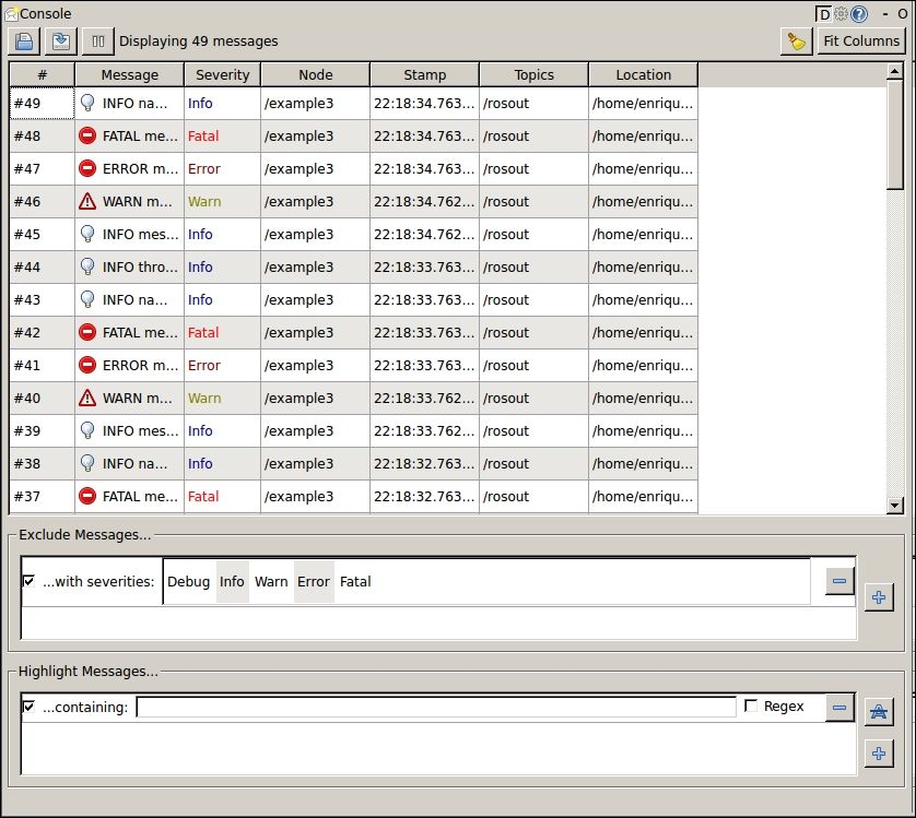 Using rqt_console and rqt_logger_level to modify the logging level on the fly