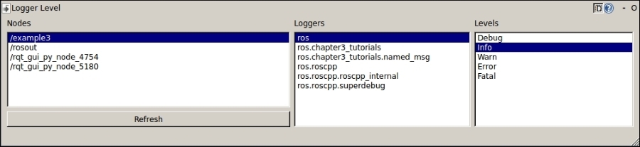 Using rqt_console and rqt_logger_level to modify the logging level on the fly