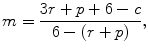 $$ m = \frac{3r+p+6-c}{6-(r+p)}, $$