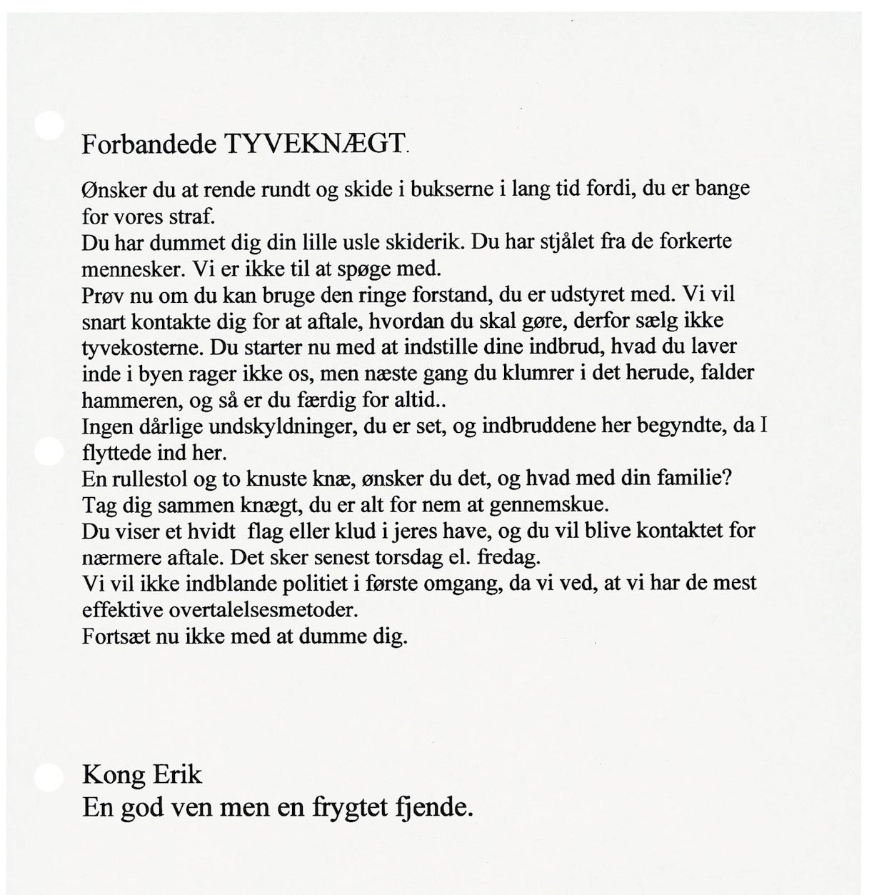 Trusselsbrev fra 1987