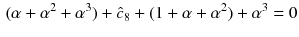 $$\begin{aligned} (\alpha +\alpha ^2+\alpha ^3)+\hat{c}_8+(1+\alpha +\alpha ^2)+\alpha ^3=0 \end{aligned}$$