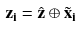 $$\begin{aligned} \mathbf {{z_i}}= {\hat{\mathbf {z}}} \oplus {\tilde{\mathbf {x}}}_{\mathbf {i}} \end{aligned}$$